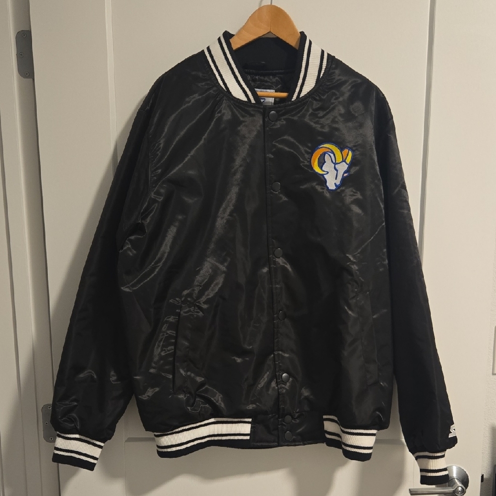 Los Angeles Rams STARTER Black Varsity Jacket with Team Logo On Chest